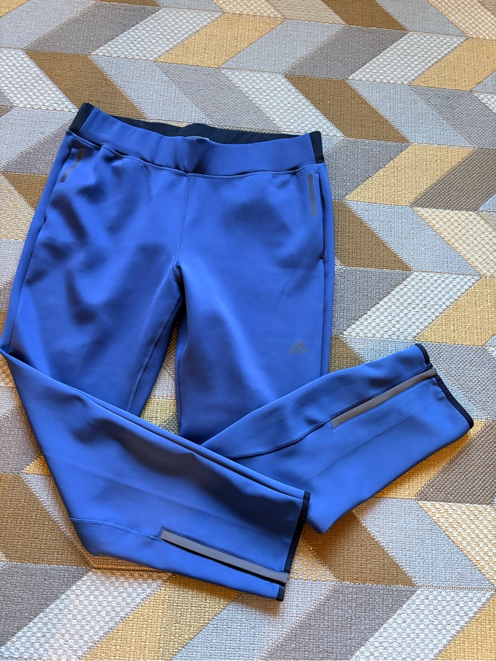 Adidas Blue Reflective Athletic Running Pants / Tights, Women's Size L